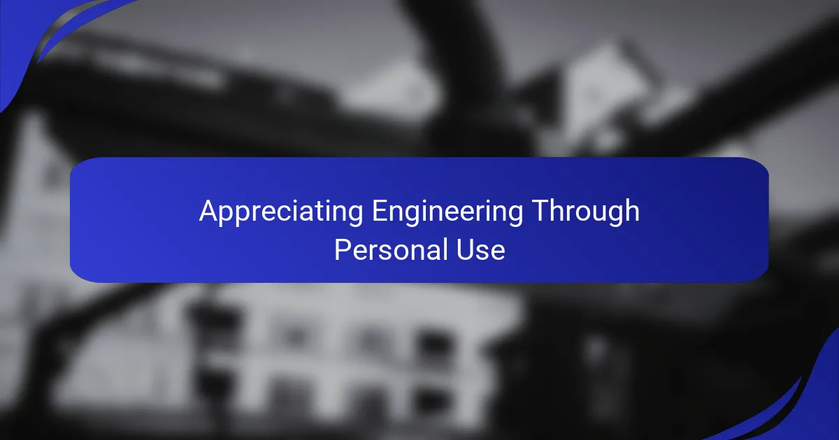 Appreciating Engineering Through Personal Use