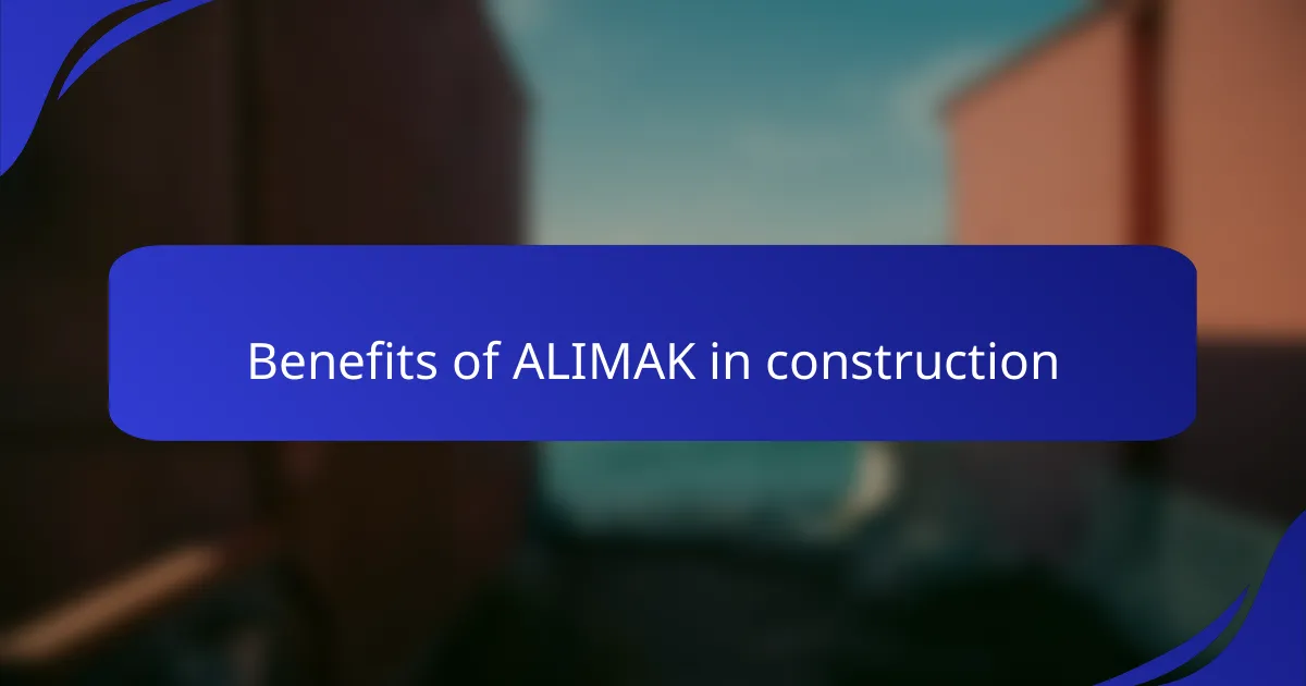 Benefits of ALIMAK in construction