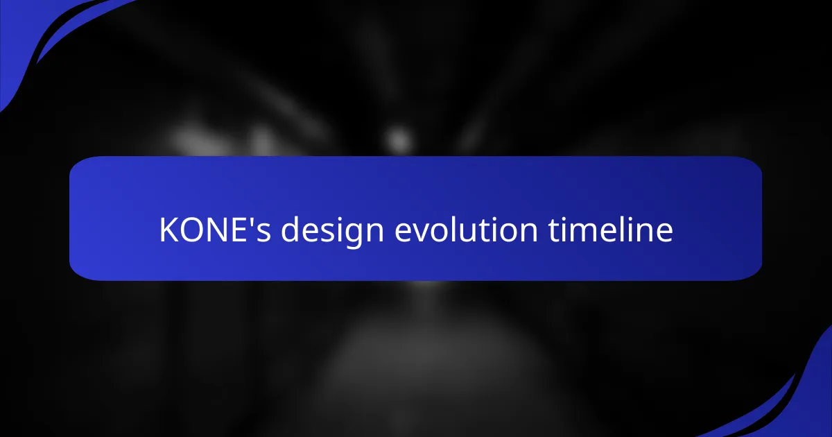 KONE's design evolution timeline